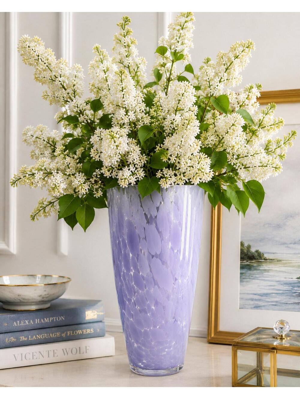Hand-Blown Lavender Frit Art Glass Vase – Studio Glass Pebble Pattern Vase